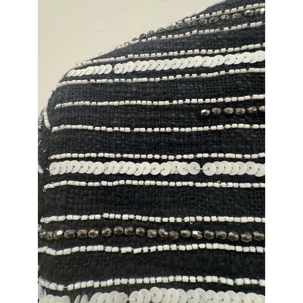 Alice + Olivia Jacket Women's Medium Black White Striped Embellished Sequin Bead - Picture 11 of 11